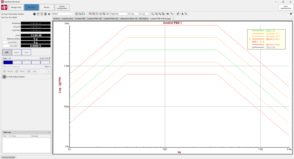  Display Controller Profiles when Software is Idle All vibration controller tests now display the reference and tolerance profiles in their plots when a test is open but not running.